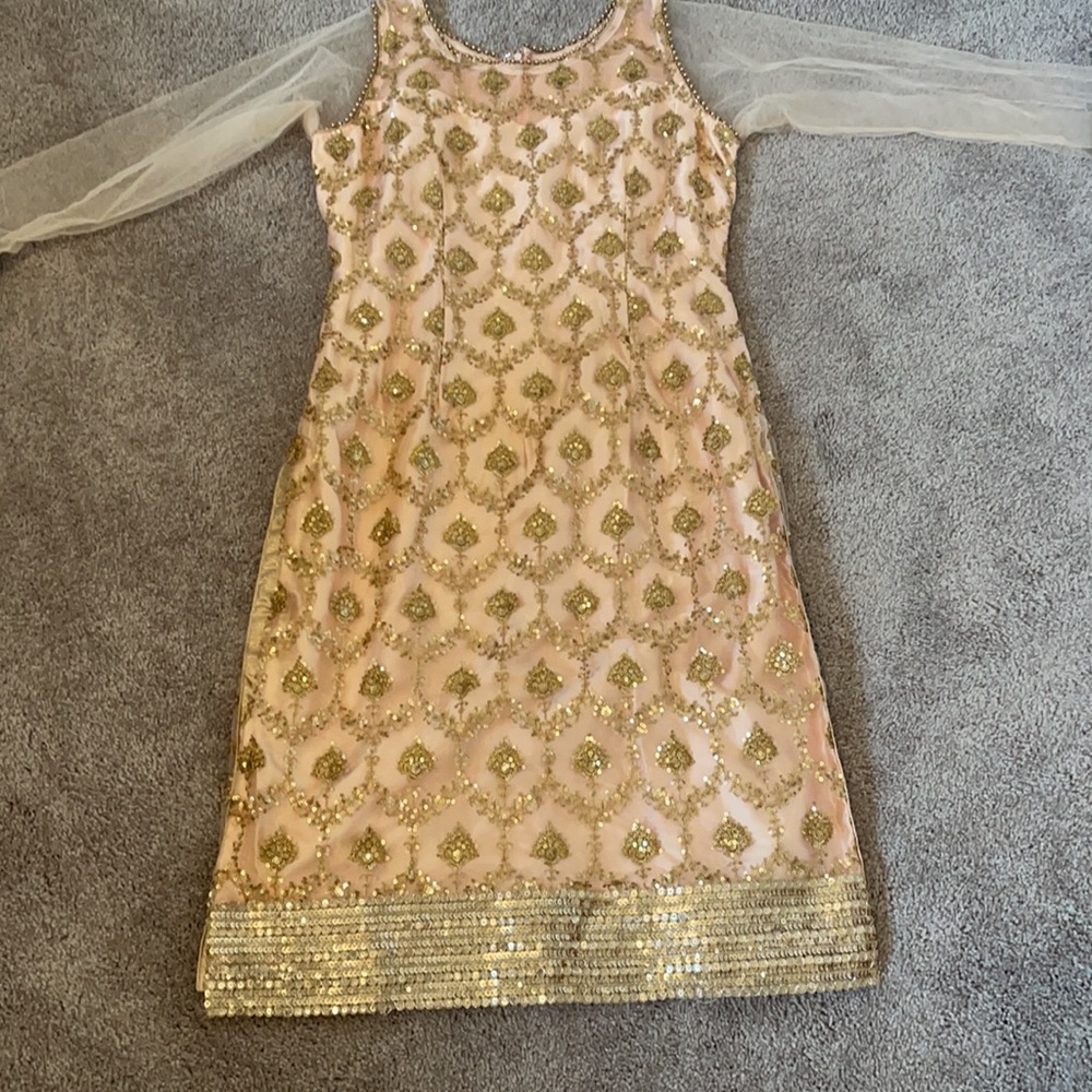 Indian dress peach and gold salwar